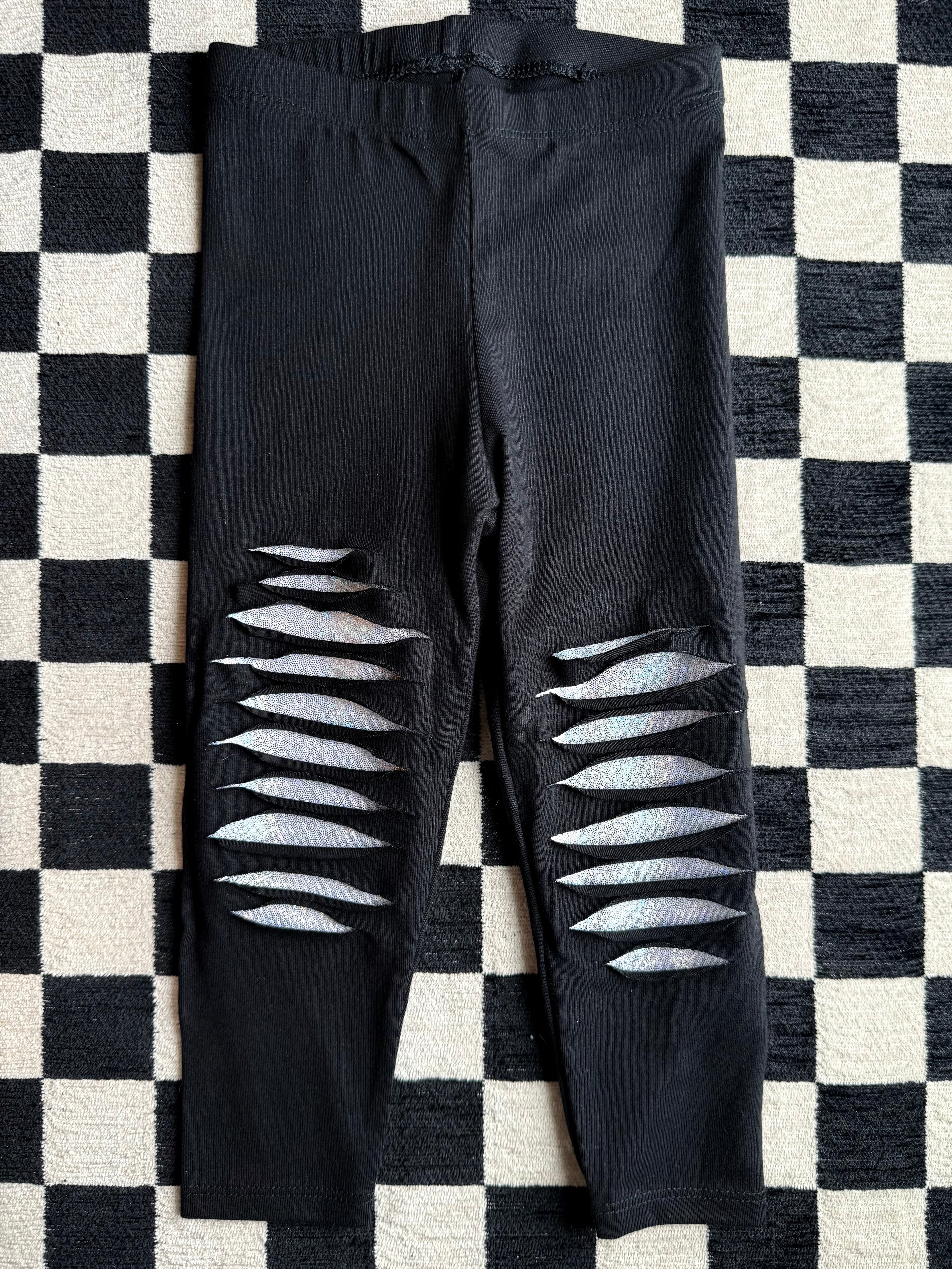 2T Silver Shredded Leggings